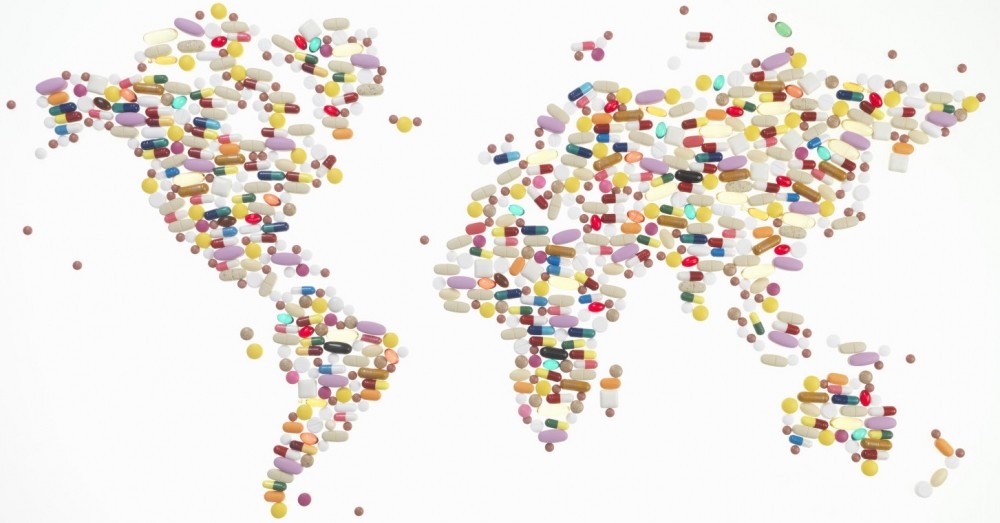 Map of the world in pills & tablets