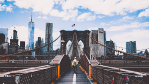 Worker on NYC bridge