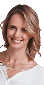 woman holding glasses