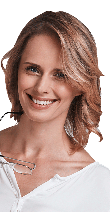 woman holding glasses