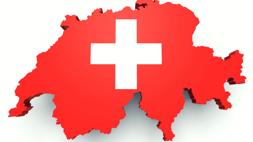 Switzerland map and flag